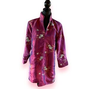 Reversible embroidered open front Chinoiserie coat/bed jacket